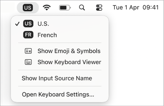 The Input menu in the upper-right corner of the menu bar.