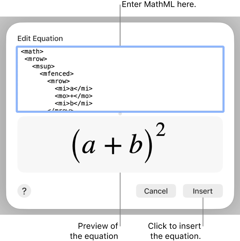 The equation for the slope of a line in the Edit Equation field, and a preview of the formula below.