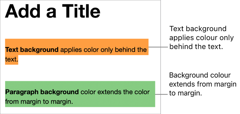 One paragraph with colour behind only the text and a second paragraph with colour behind it that extends from margin to margin in a block.