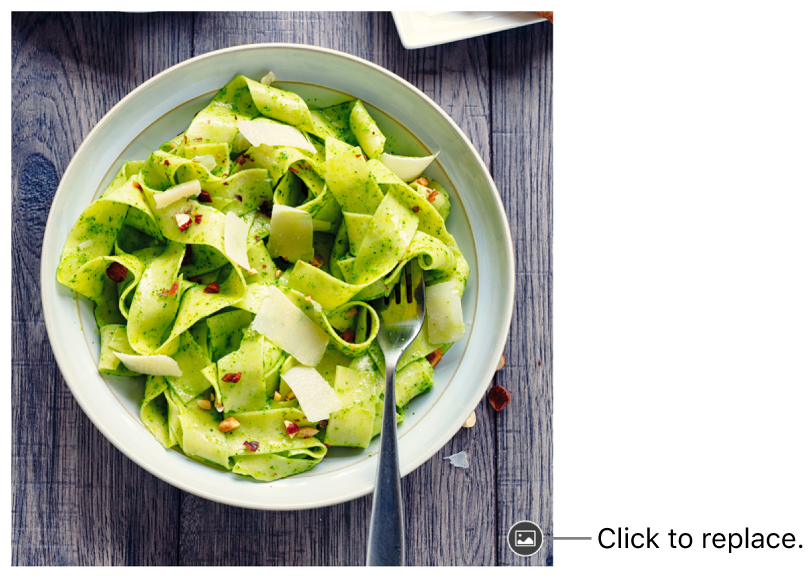 An image with the Replace Image button.