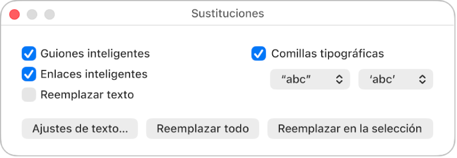 La ventana Sustituciones.