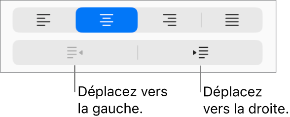 Options d’alignement de paragraphe.