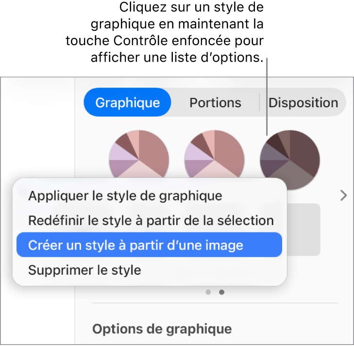 Le menu contextuel Style de graphique.