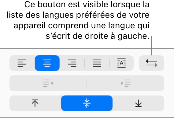 Le bouton Direction du paragraphe dans les commandes d’alignement de texte.