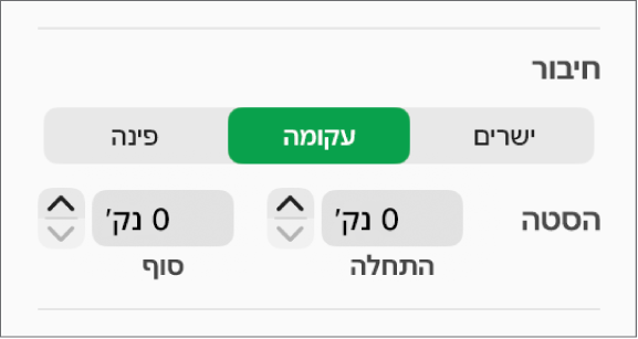 כלי הבקרה של ״חיבור״ שמתוכם נבחר עיקול״.