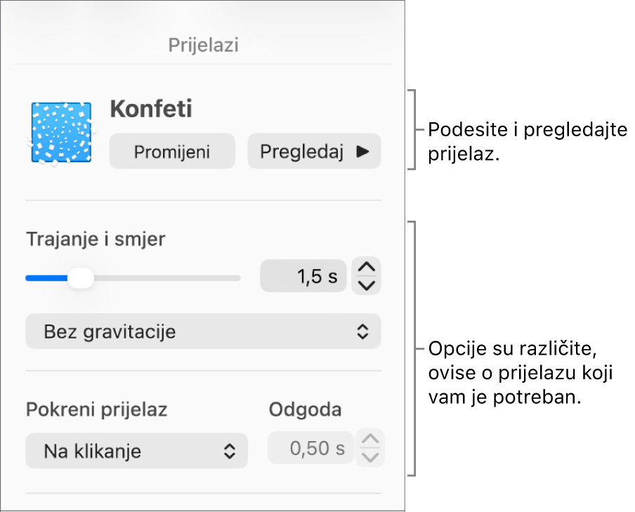 Kontrole prijelaza u odjeljku Prijelazi rubnog stupca.