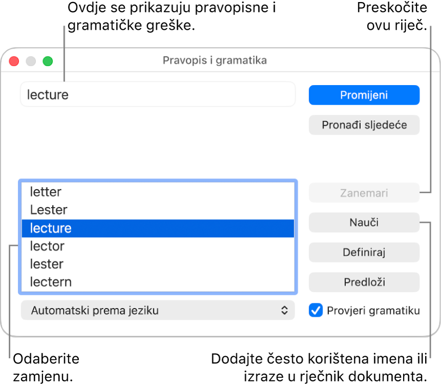 Prozor Pravopis i gramatika.