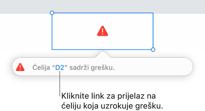 Link na pogrešku ćelije.