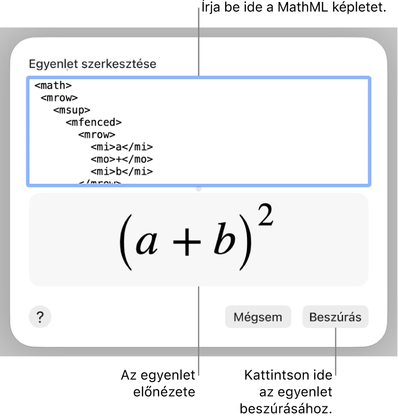 Egy egyenes lejtésének egyenlete az Egyenlet szerkesztése mezőben és az egyenlet előnézete alul.