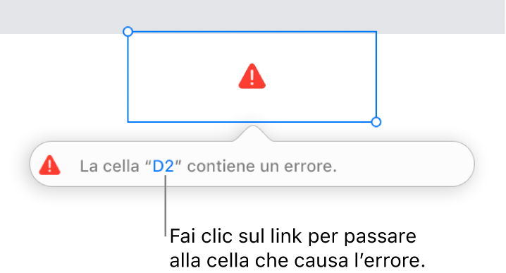 Link all’errore di una cella.
