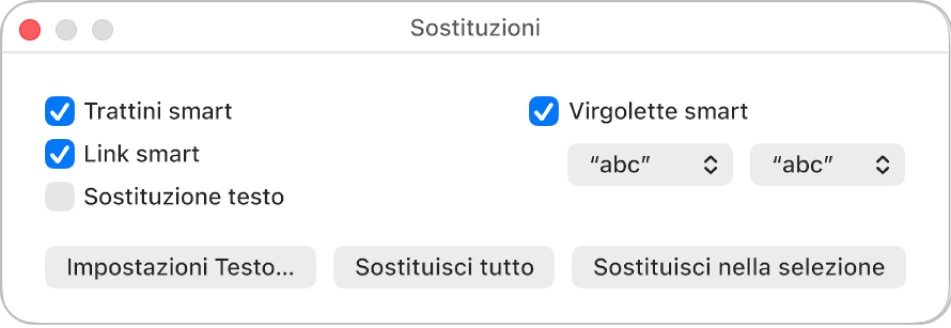 Finestra Sostituzioni.