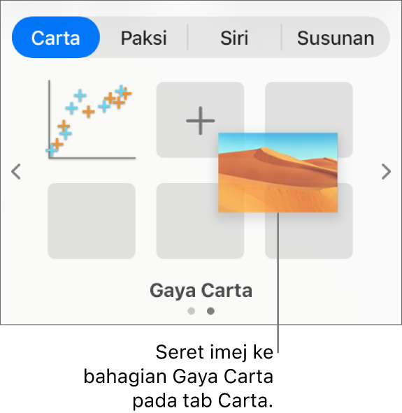 Menyeret imej ke gaya carta untuk mencipta gaya baharu.