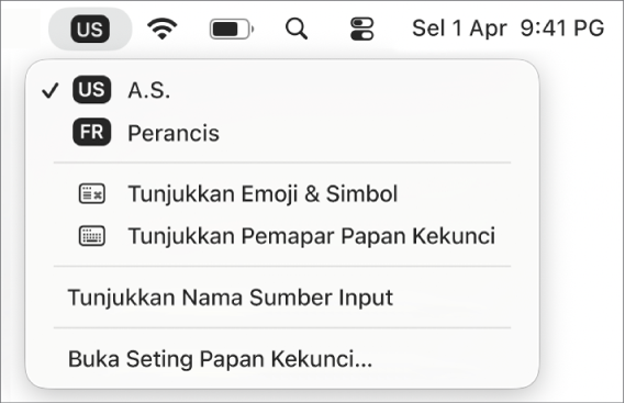 Menu Input di penjuru kanan atas pada bar menu.