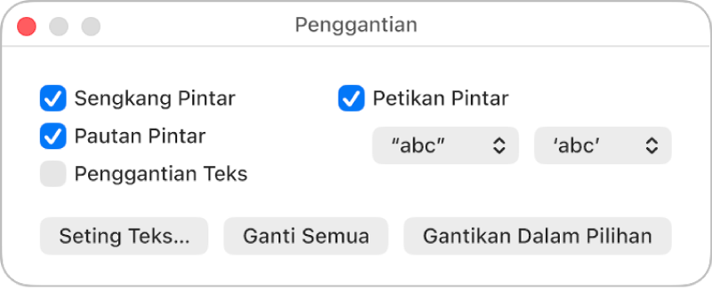 Tetingkap Penggantian.