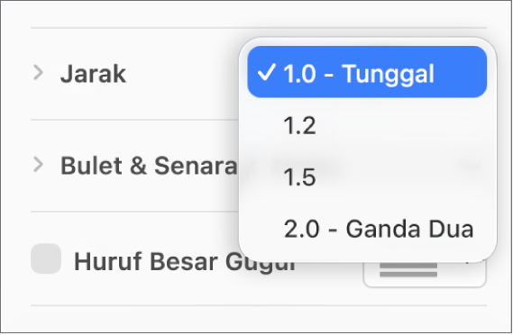 Klik menu timbul Jarak dengan Tunggal, Dwijarak atau pilihan lain.