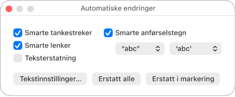 Automatiske endringer-vinduet.