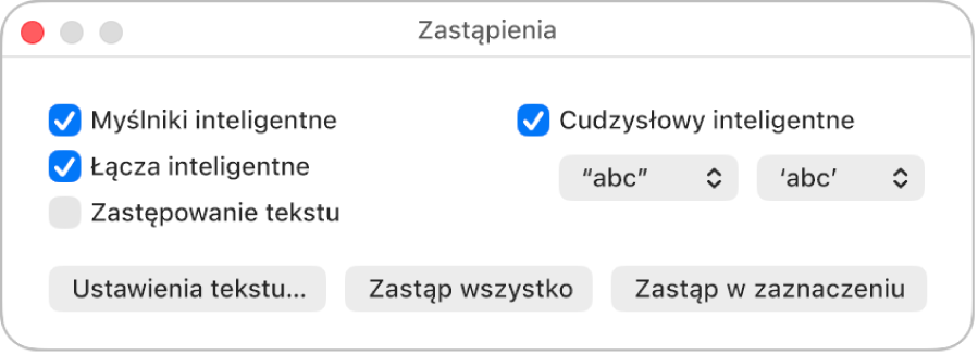 Okno zastąpień.