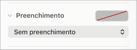Os controlos de preenchimento com “Sem preenchimento” selecionado.