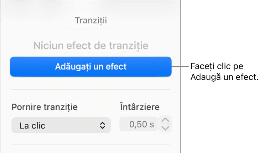 Butonul Adăugați efect în secțiunea Animă din bara laterală.