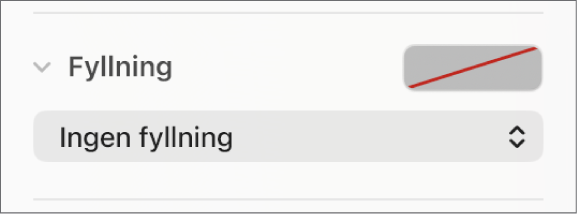 Fyllningsreglagen med Ingen fyllning valt.