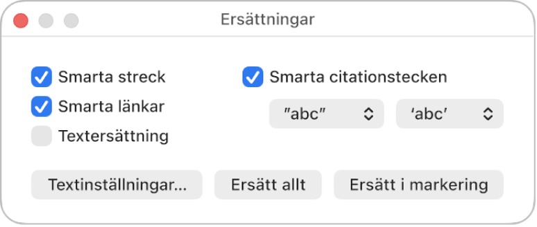 Fönstret Ersättningar.