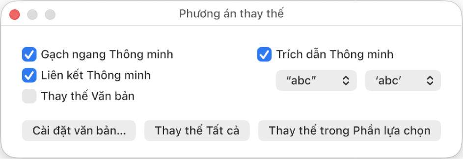 Cửa sổ Phương án thay thế.