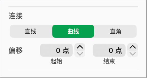 “连接”控制,其中“曲线”被选中。