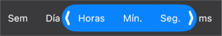 Selector del intervalo de duración.