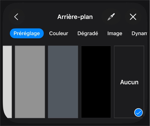 Les commandes Remplissage avec l’option Aucun sélectionnée.
