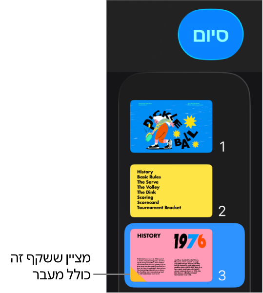 משולש צהוב בשקף מציין כי קיים בשקף מעבר.