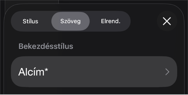 Karakterstílus egy csillag karakterrel, jobbra pedig a Frissítés gombbal.