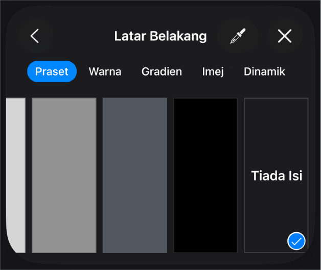 Kawalan Isian dengan Tanpa Isi dipilih.