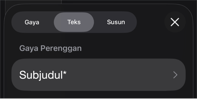 Gaya perenggan dengan asterisk di sebelahnya dan butang Kemas Kini di sebelah kanan.