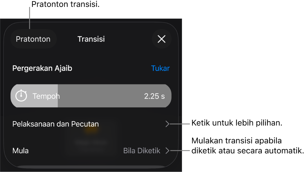 Kawalan Pergerakan Ajaib dalam anak tetingkap Transisi.