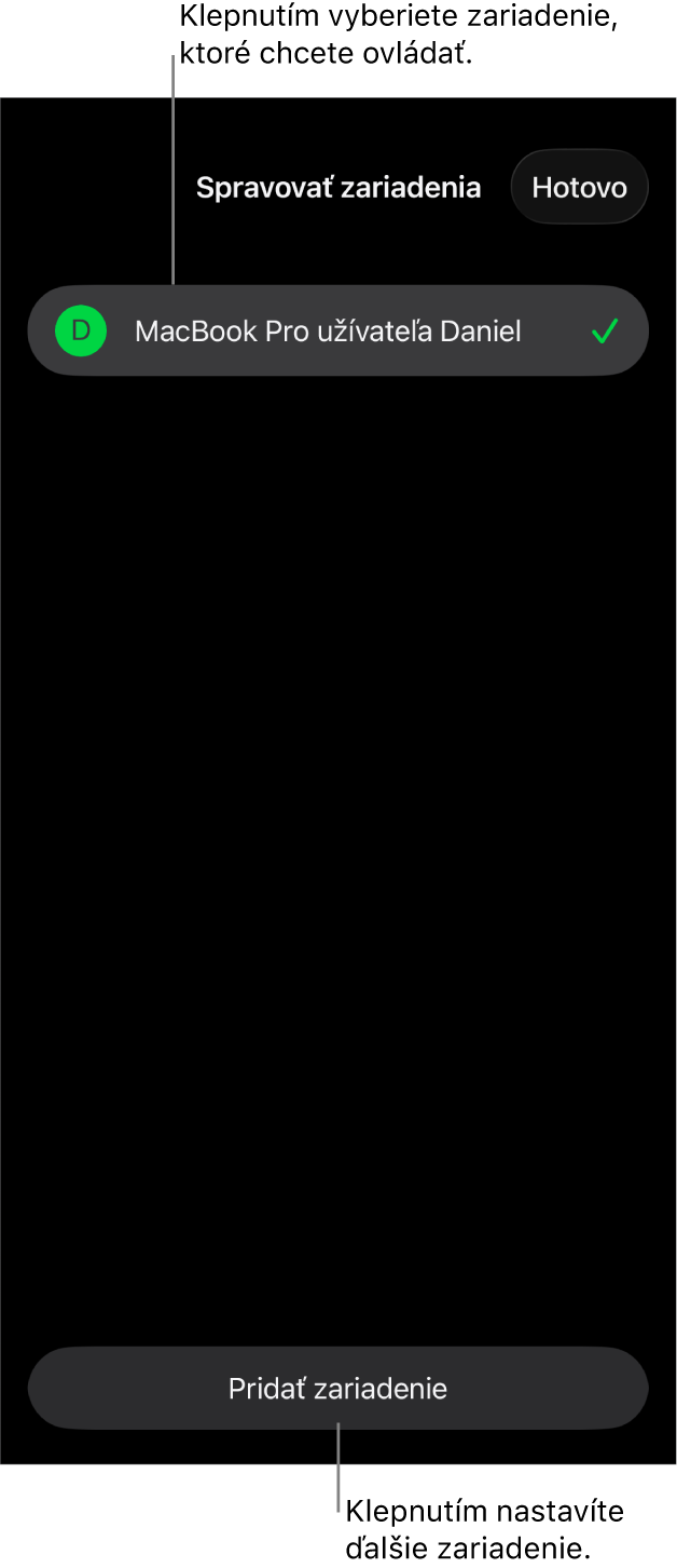 Panel Spravovať zariadenia zobrazujúci odkaz Pridať zariadenie.