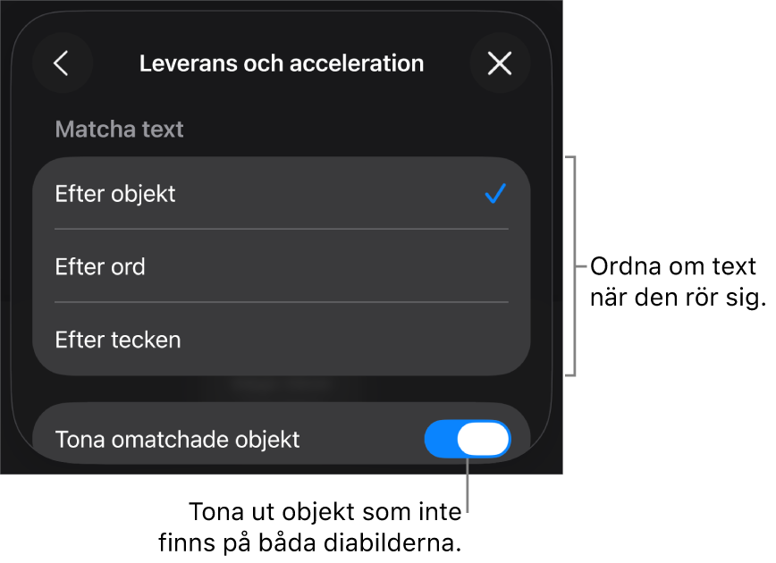 Leverans- och accelerationsalternativ för Magisk flytt i panelen Acceleration.