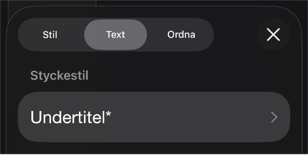 En styckestil med en asterisk bredvid och knappen Uppdatera till höger.