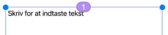 Et tekstfelt øverst med en cirkel med tallet 1 inden i.