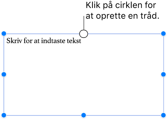 Et tomt tekstfelt med en hvid cirkel øverst.