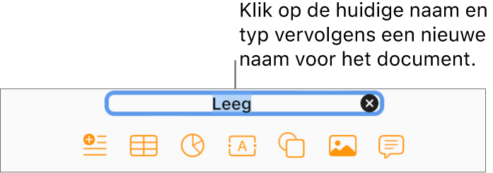 De naam van het document, Leeg, geselecteerd boven in de open presentatie.
