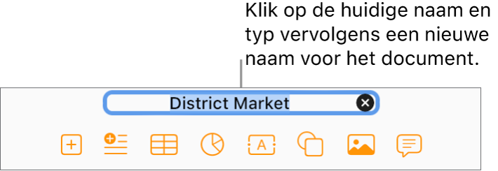 De huidige naam van het document, 'Lege lay-out', is geselecteerd boven in het document.