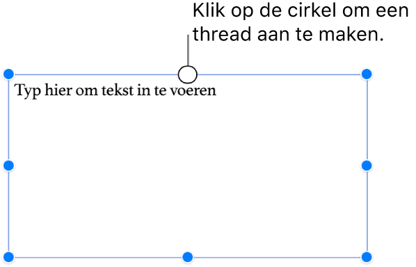 Een leeg tekstvak met een witte cirkel erboven.