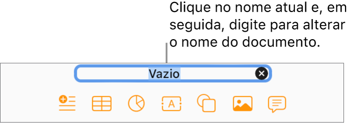 O nome atual do documento, Em branco, selecionado na parte superior de um documento aberto.