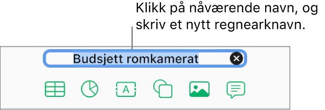 Regnearkets navn, Tomt, markert øverst i regnearket.