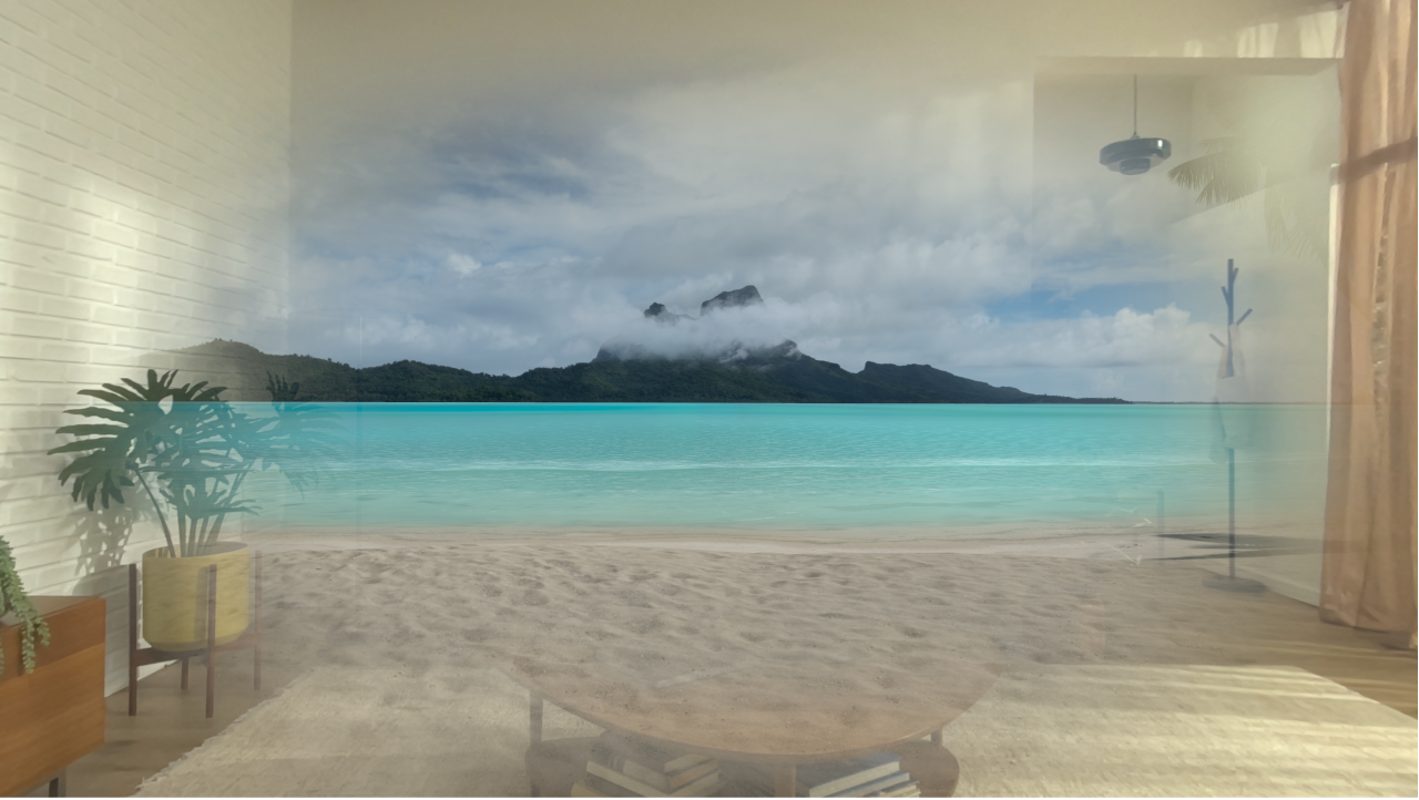 An Environment shown with partial immersion, so some of the living room is still visible around it.