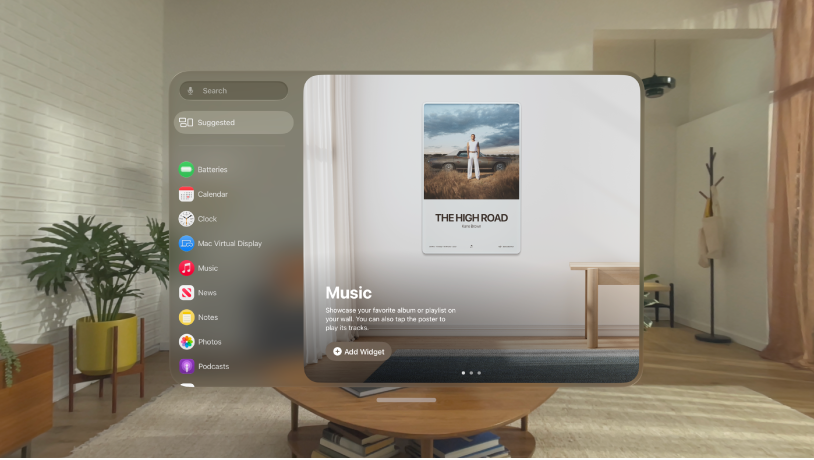 The Widgets app on Apple Vision Pro.