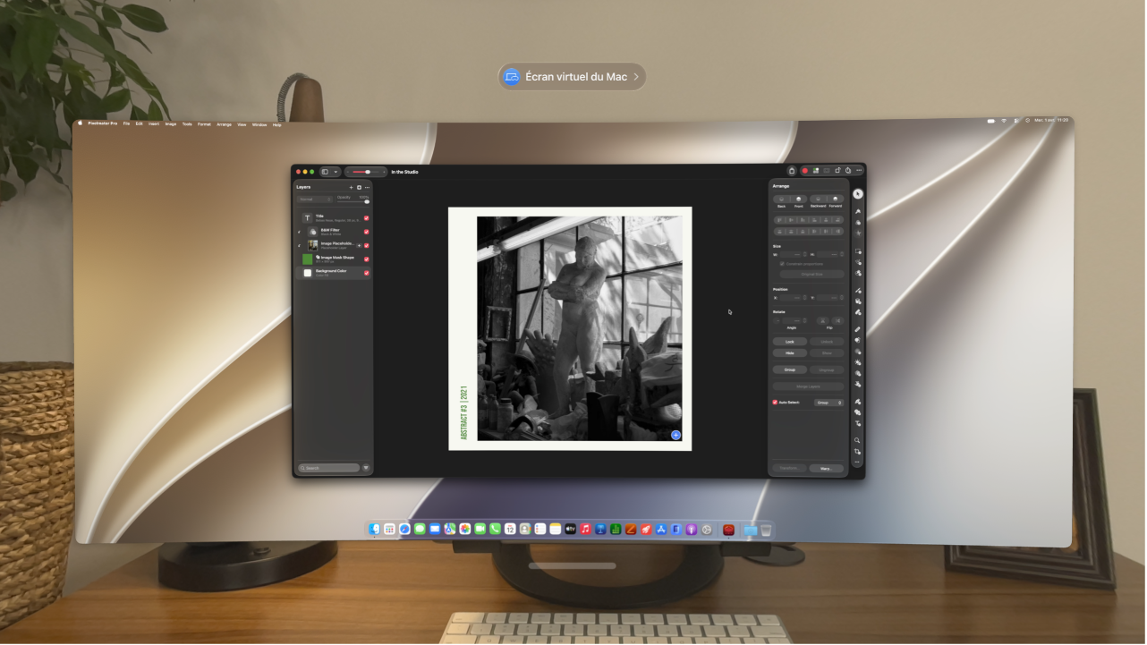 L’écran virtuel du Mac qui affiche l’app Compressor ouverte.