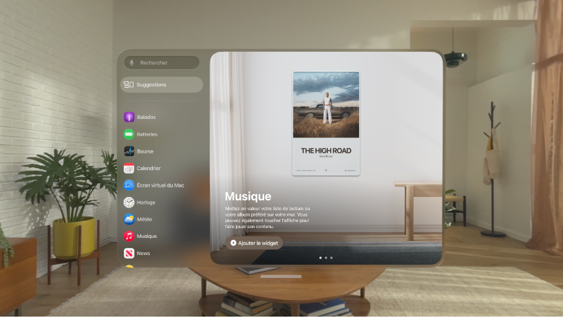 L’app Widgets sur l’Apple Vision Pro