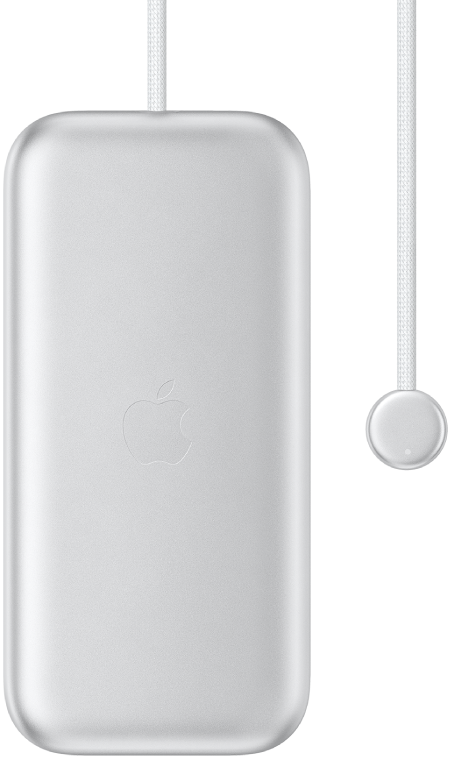 La batterie de l’Apple Vision Pro, déconnectée de l’appareil.