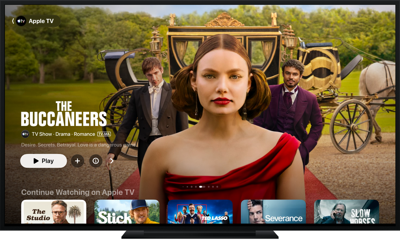Apple TV показва приложението Apple TV
